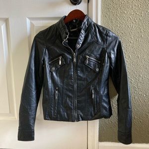 Faux Leather Vegan Black Moto Jacket - XS EUC - J2 Jou Jou